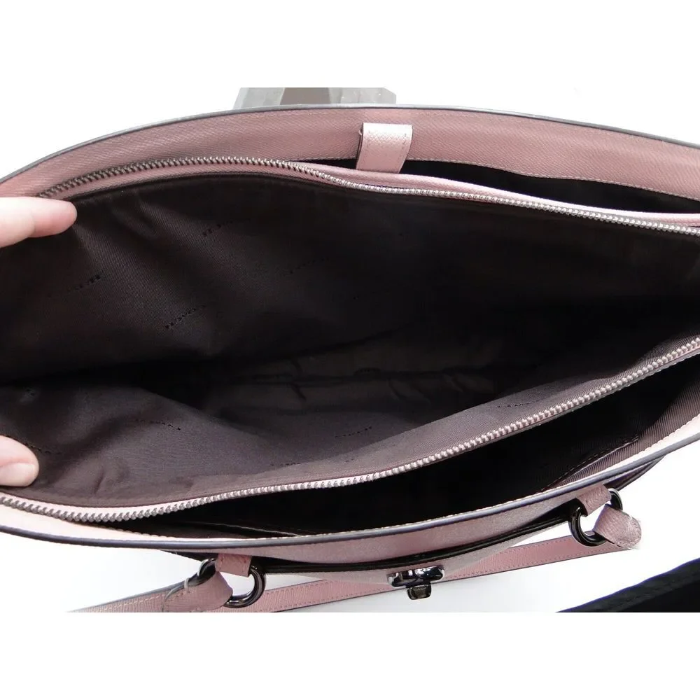 COACH Cross Grain Leather Large Folio Tote‎ Travel Luggage Business Bag Pink NWT - Picture 10 of 16